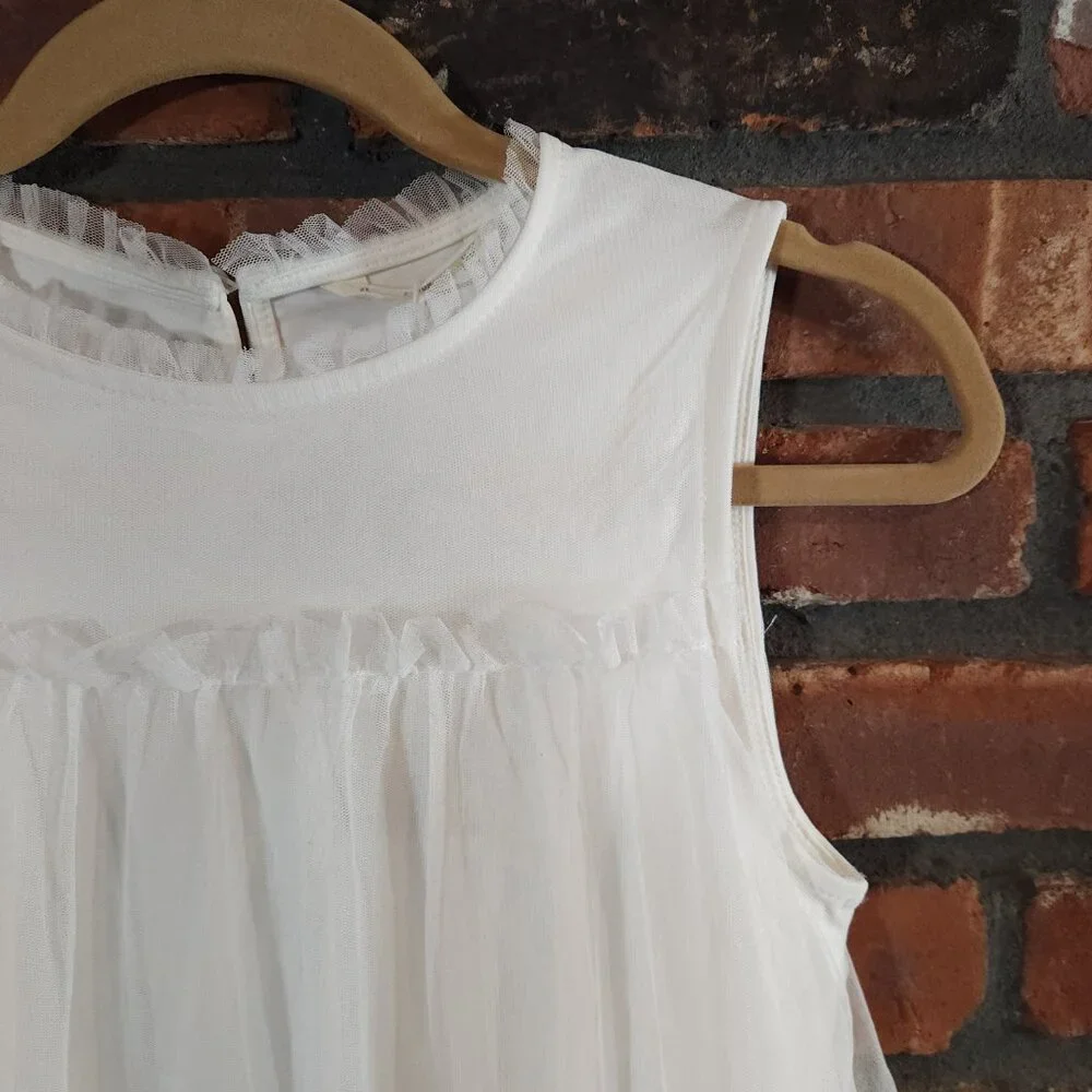 Mango Kids Ruffled Sleeveless Tulle Midi Dress Cottagecore Party Girls 13-14 NWT